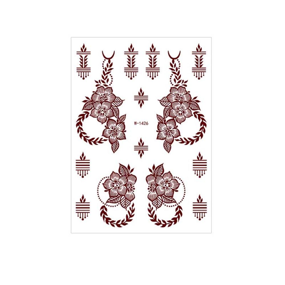 Lace Fake Tattoo Temporary Tattoo Legs Arm Red Henna Tattoo Decals Women/Lady