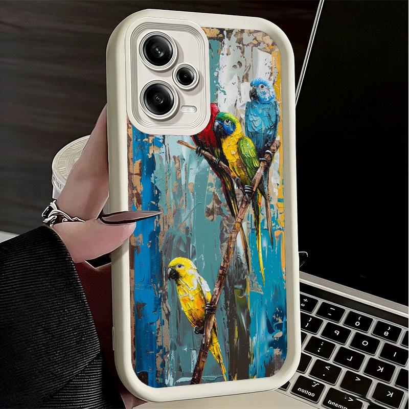 Phone Case for Xiaomi Redmi Note 15 14 13 Pro Plus Bird Oil Painting Style Shell 12S 11 11S 11T 5G 14S Soft Silicone Funda