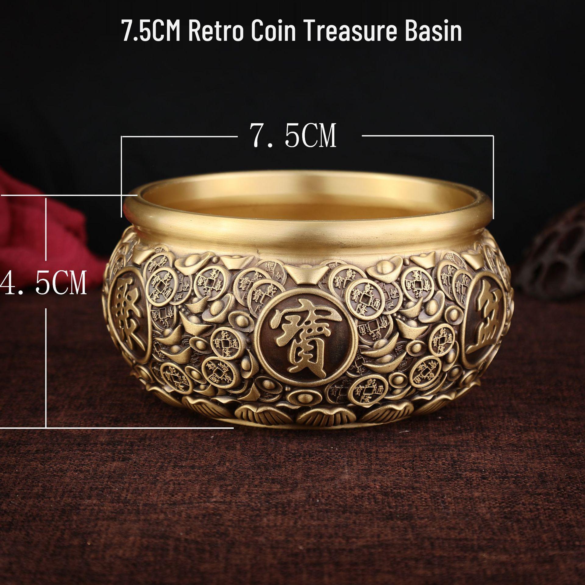 Copper and Brass Coin Treasure Basin: Living Room Ornament and Business Decor