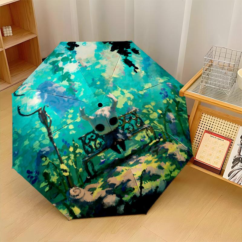 Hollow Knight Windproof Auto 8 Rib Folding Umbrella Portable Outdoor Parasol