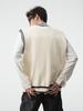 Unisex Retro Japanese Color Block V-neck Knit Vest, Basic Loose Sleeveless Sweater, Versatile Niche Style