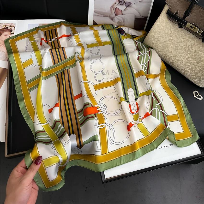 70X70cm Shawl Fashion Beach Sunscreen Silk Scarves  New Europe America Kerchief Popular Print Square Bandanna Sunscreen Wrap