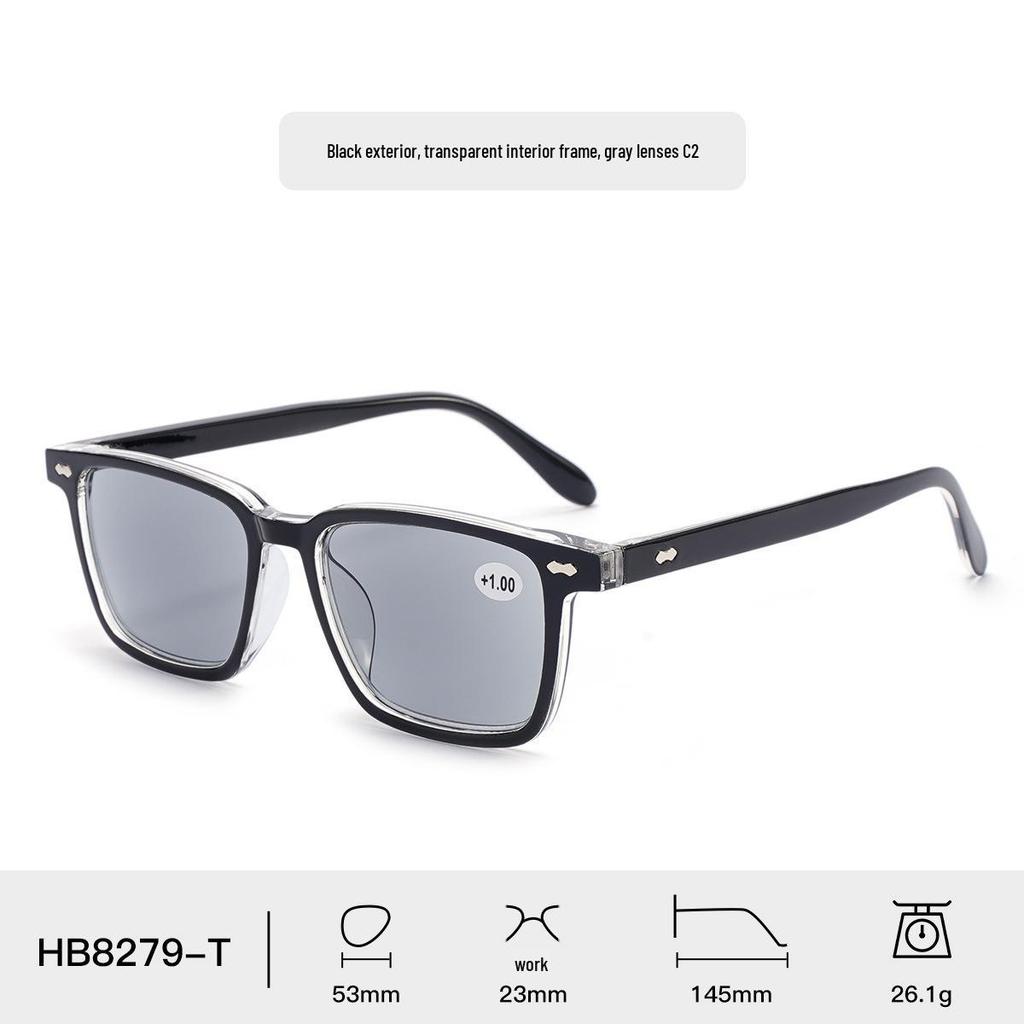 B8279-T Unisex Anti-UV Reading Glasses, Youthful Square Frame, Fashionable for Men and Women.