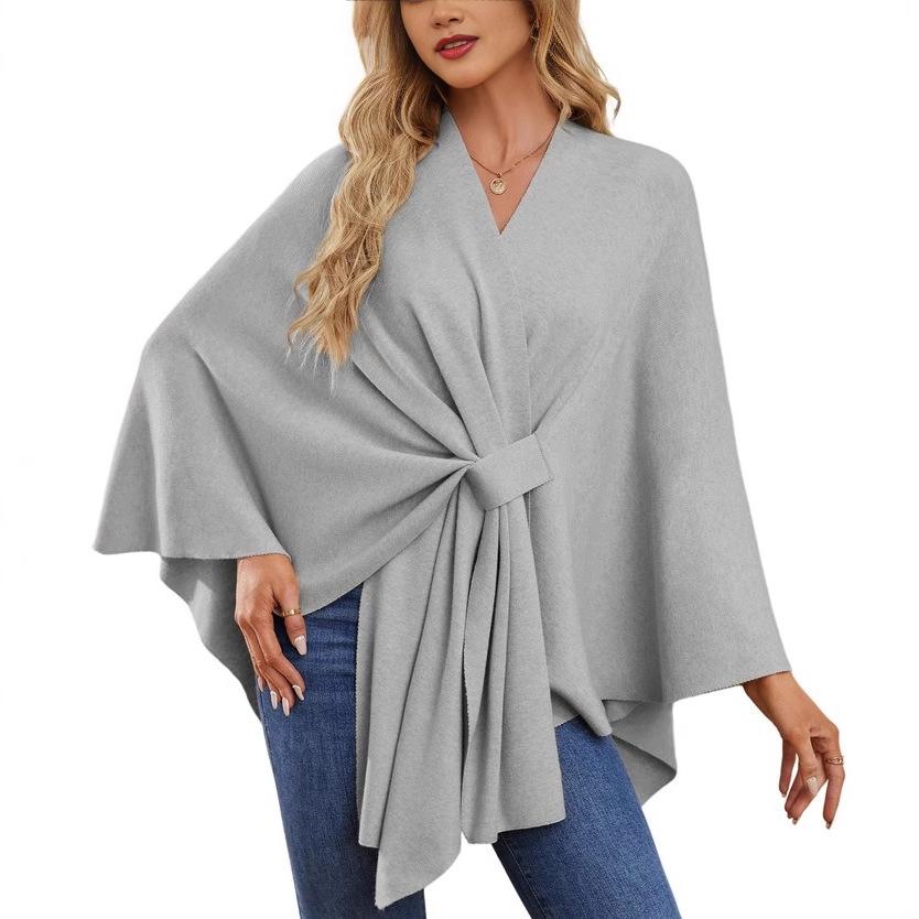 Women's Elegant Solid Color Shawl Cape Coat 2024