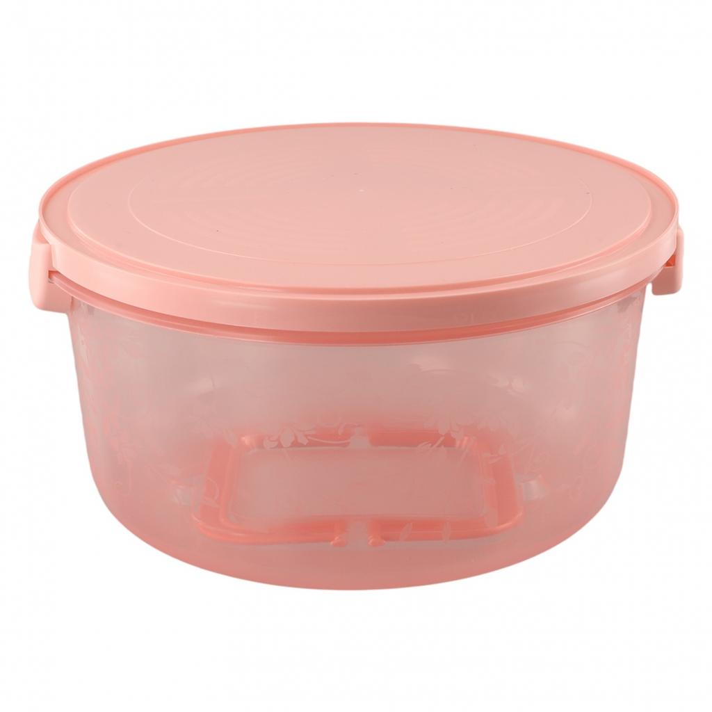 Transparent Round Cake Storage Container with Secure Closure and Handle