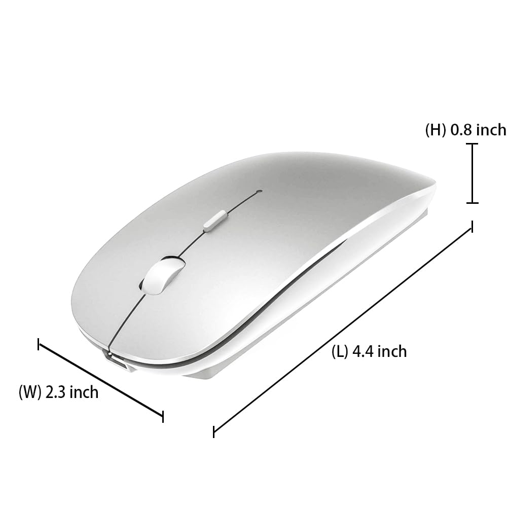 KLO Bluetooth Mouse for MacBookLaptopNotebookPCiPadChromebook, Wireless Mouse for MacBook AirPro (Silver)