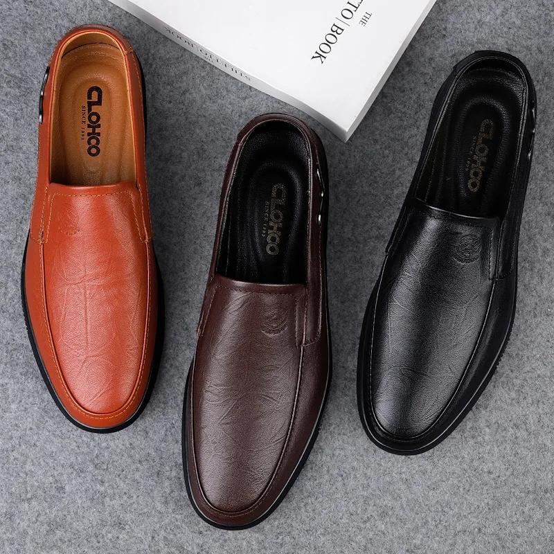 Genuine Leather Men'S Business Shoes Comfortable Soft Men Casual Shoes Classic Male Loafers Breathable Warm Men'S Leisure Shoes