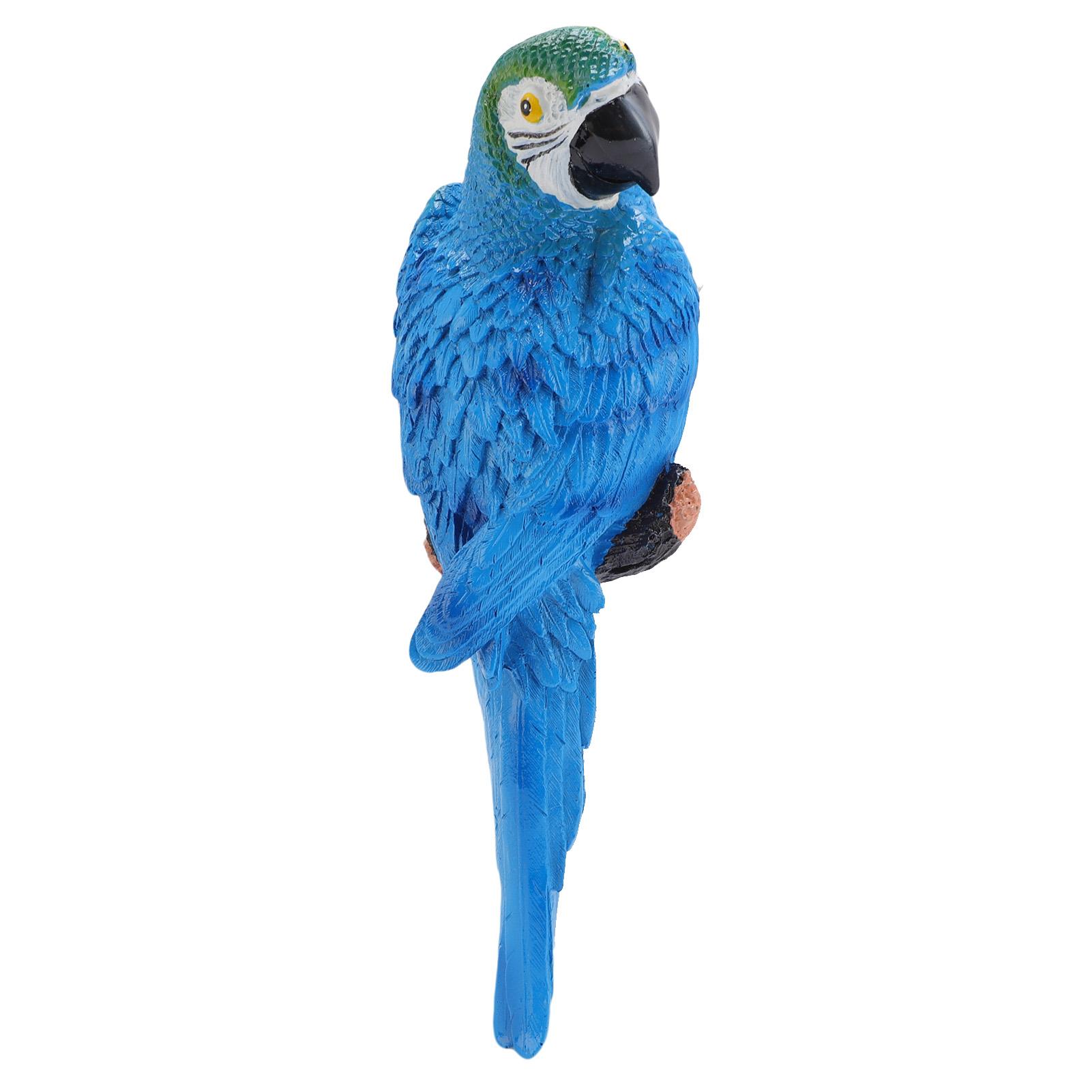 

Parrot Status Tree Hanging Wall Mount Lifelike Resin Parrot Decor for Garden Courtyard Left Blue