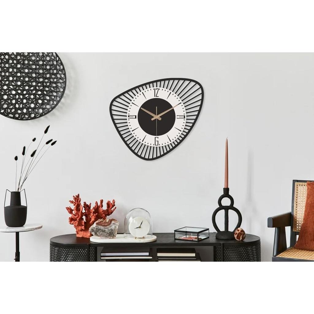 Large World Map Wall Clock, Metal Minimalist Modern Clock, Round Silent Non-Ticking Battery Operated Wall Clocks for Living Room/Home/