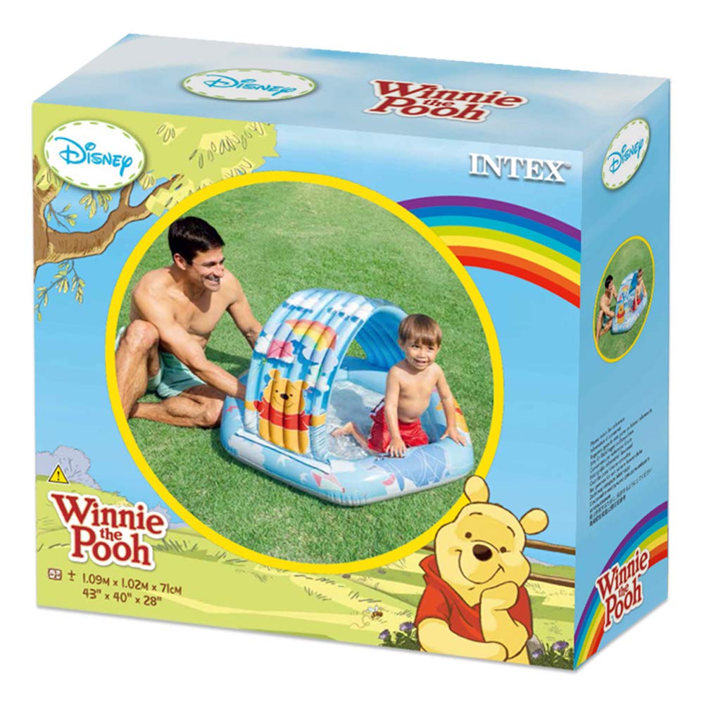 INTEX Winnie the Pooh Baby Pool with Shade, 109 x 102 x 71 cm, 58415 [Official Japanese Product]