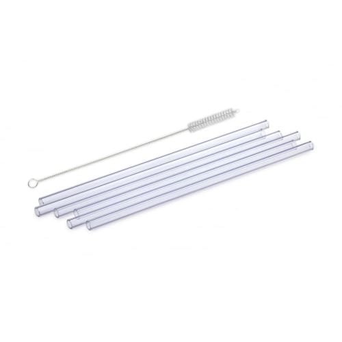 Czech-made, Dishwasher-safe SIMAX Heat-resistant Glass Straws, Set of 6, with Cleaning Brush, 20cm, Straight.