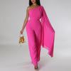 Einfarbiges One-Shoulder-OL-Bankettkleid und afrikanischer Jumpsuit für Damen
