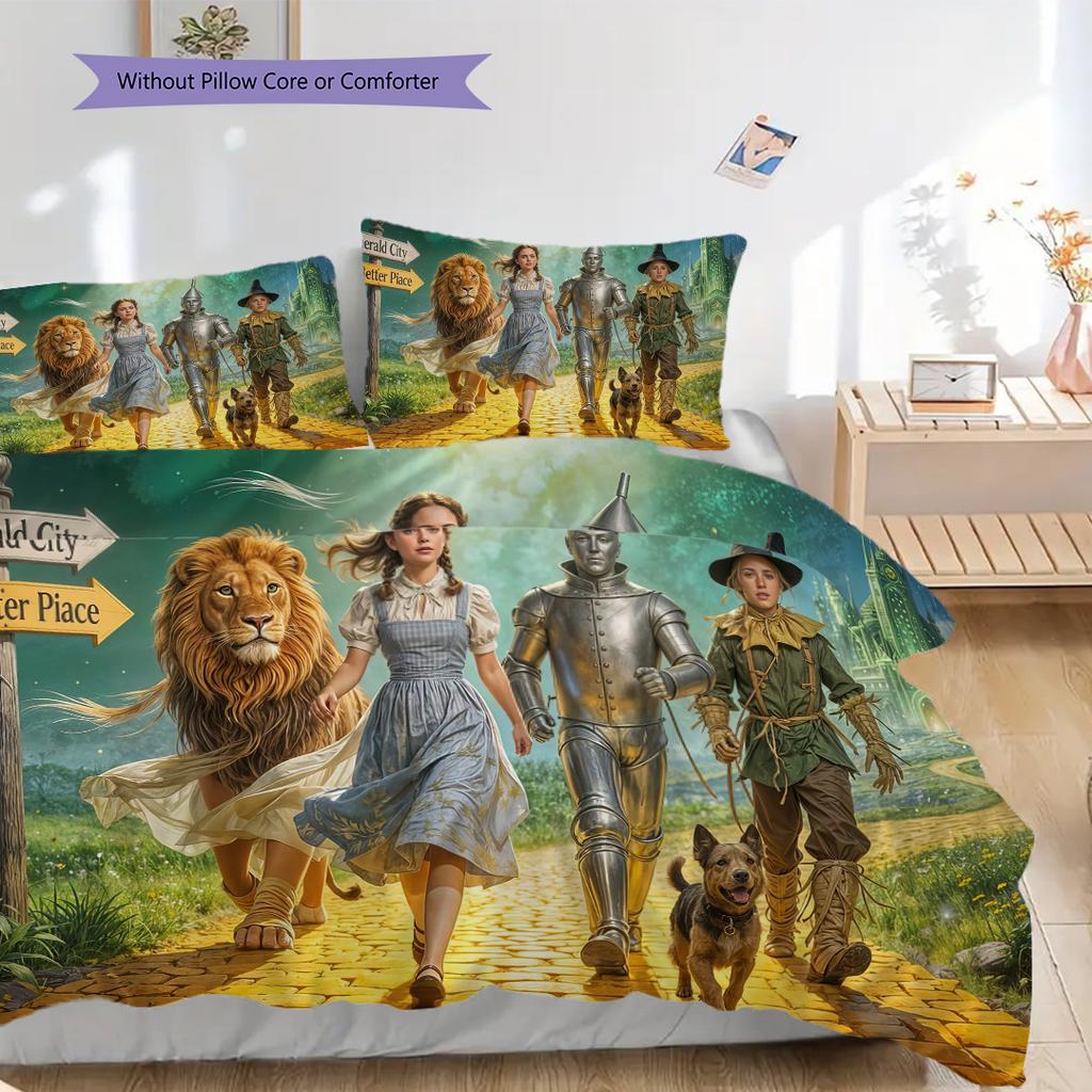 1PC The Wizard of Oz Pattern Bedding Quilt Set Quilt Cover Pillowcase Home Decoration Birthday Gift (1 * Duvet Cover + 2 * Pillowcase, Without Core)