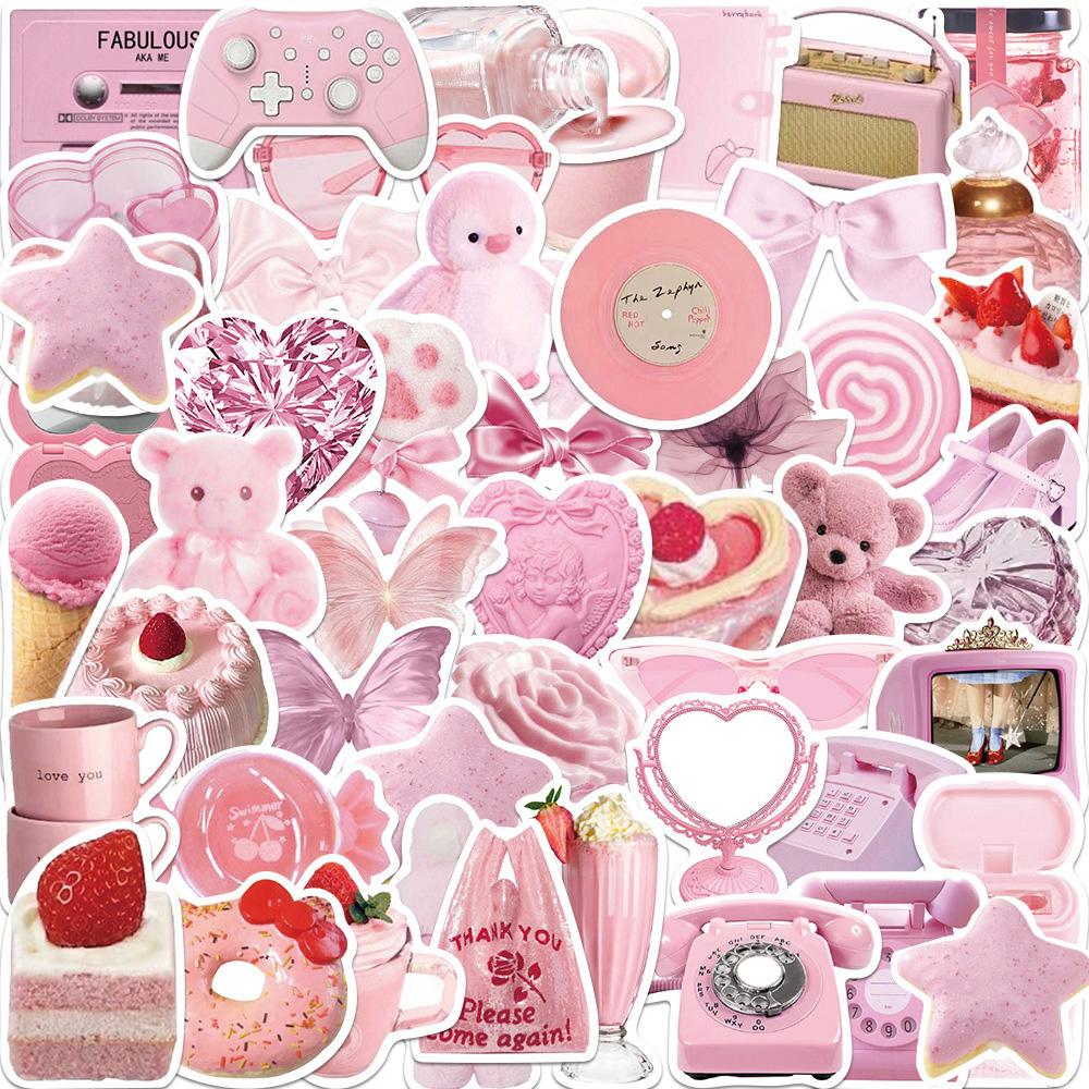 10/30/50pcs Cute Korean Pink Girl Heart Stickers Ins Style Aesthetic Decals Suitcase Phone Laptop Kawaii Sticker Decoration Toy