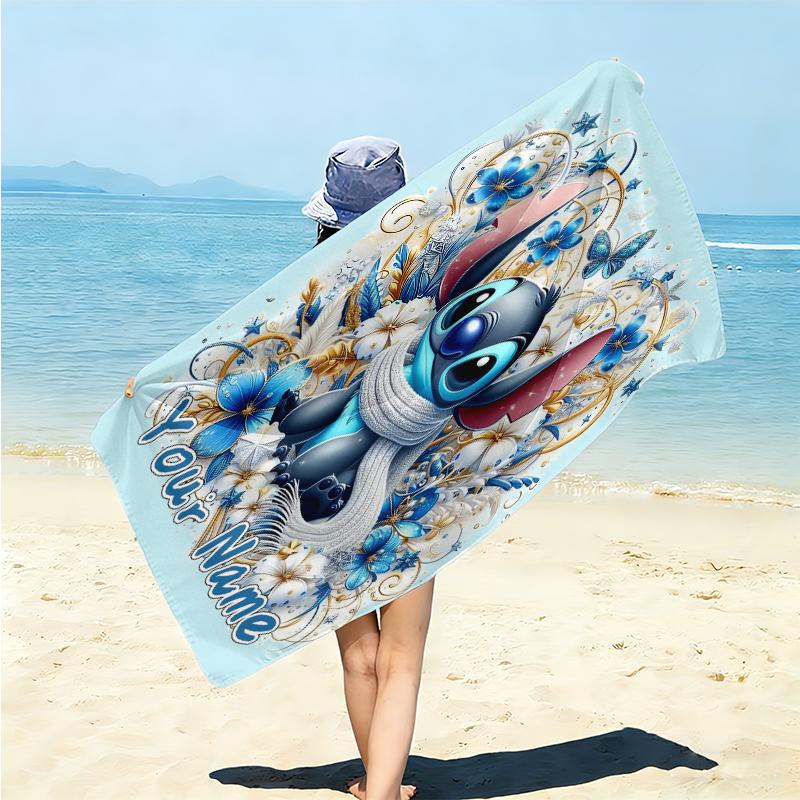 Personalized Stitch Bubble Fantasy Art Beach Towel Microfiber Beach Towel Thin Absorbent for Beach Swimming Yoga Bath Sports. 0910296