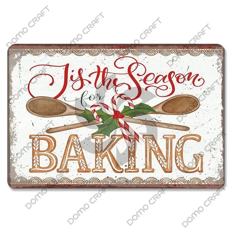 Merry Christmas Poster Vintage Metal Tin Signs Cakes Music Box Christmas Tree Metal Plaque Bakery Candy Shop Home Wall Decor
