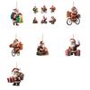 Ornamente de Crăciun Acrilice Moș Crăciun 2D Plate Moș Crăciun Călărind Bicicleta Ornamente Agățate Moș Crăciun Amuzant cu Decorațiune Cutie Cadou