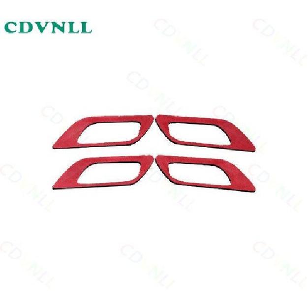 Inner Door Handle Decor Frame Cover 4PCS For Honda Fit/Jazz 2014- Red Suede
