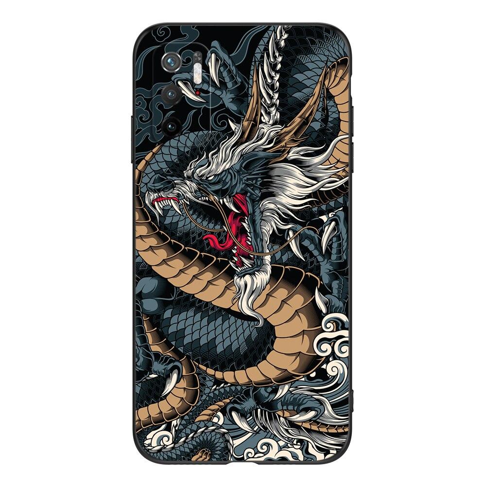 For Poco M3 Pro 5G Case 6.5" Xiaomi Redmi Note 10 5G Phone Back Cover Bumper POCOPHONE Black Tpu Case Lion Wolf Tiger Dragon