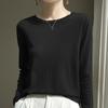 2026 Fall Thin Wool Blend Knit Sweater Round Neck Long Sleeve Loose Slim Fit Basic Top Women