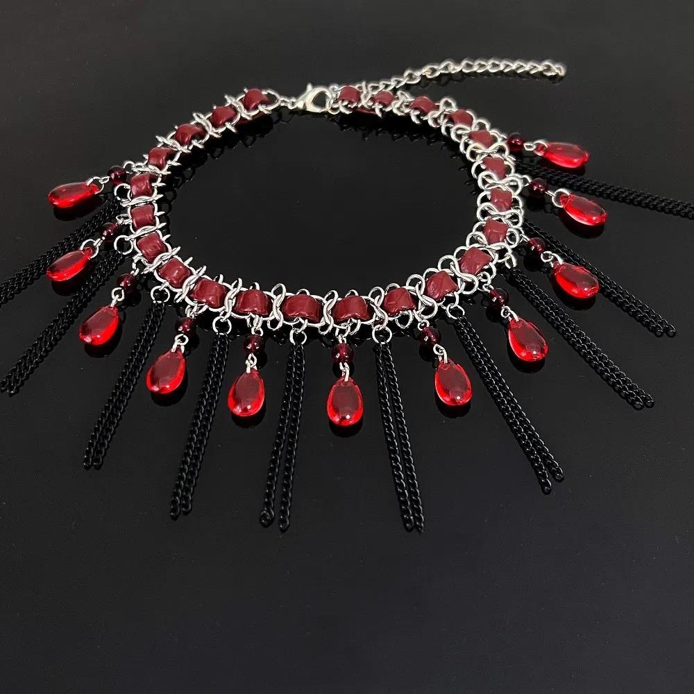 Gothic Beaded Choker Collarbone Chain Clavicle Chain Temperament Tassel Beads Necklace  Gift