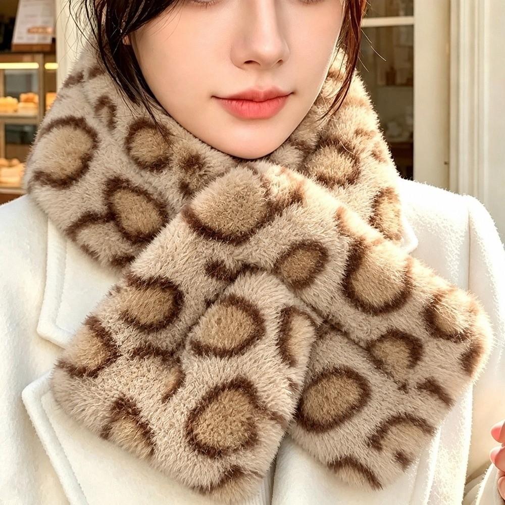 Faux Rabbit Fur Faux Fur Scarf Cross Design Thicken Scarf Korean Style Winter Scarf  For Women