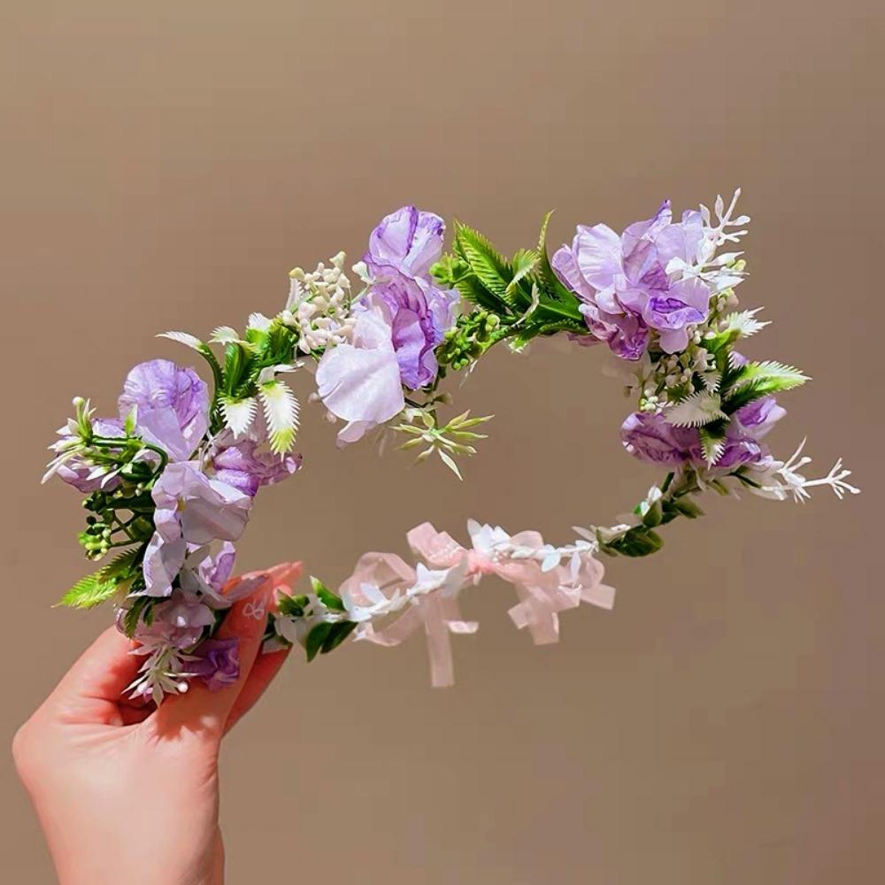 Colorful Women Wedding Floral Headband Diameter 18cm Fashion Bohemia Flower Crown Hair Accessories Multistyles