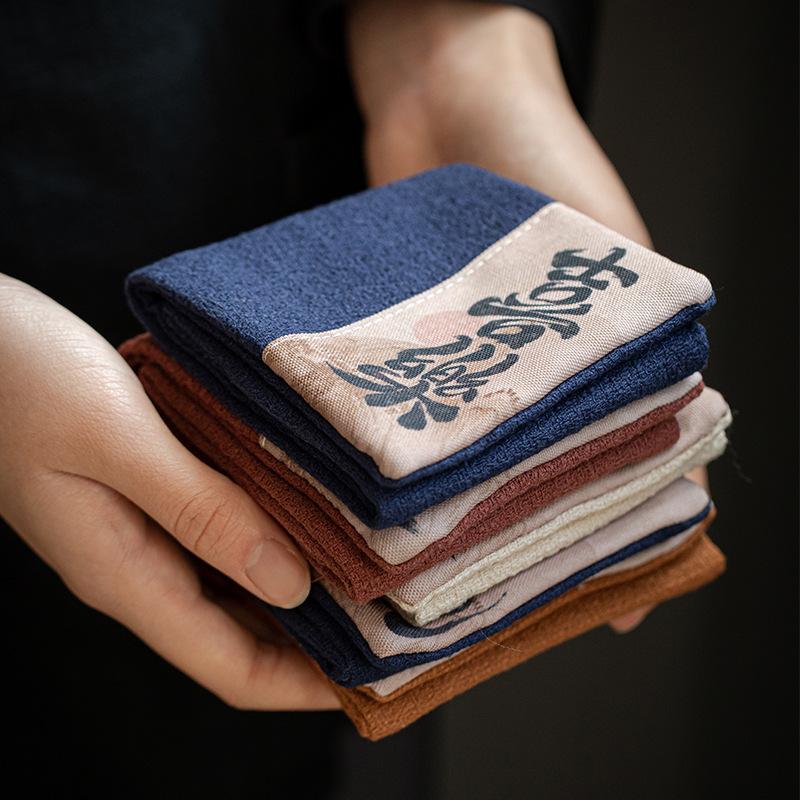 Traditional Chinese Cotton Linen Tea Towel Long Rectangular Tea Table Mat Kung Fu Tea Cloth for Gongfu Cha Ceremony Setup