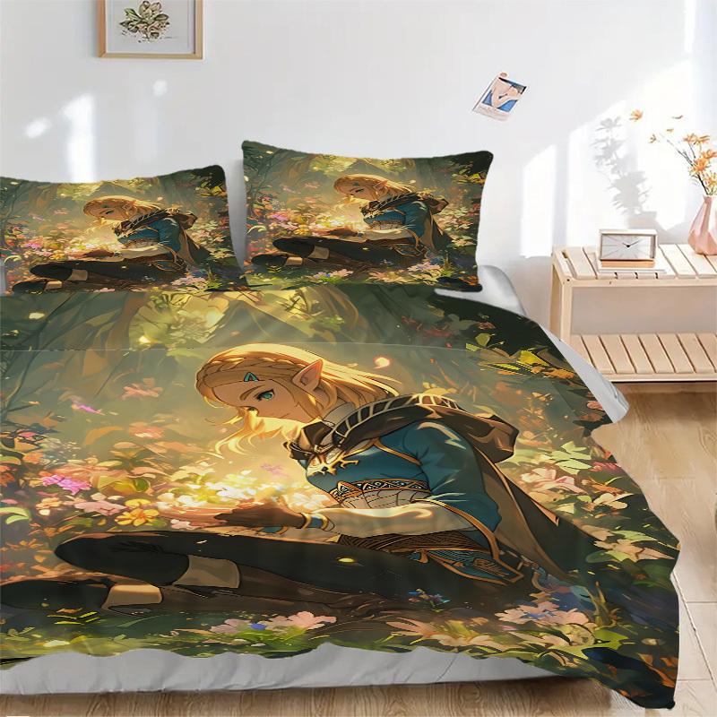 

3pcs Legend of Zelda Cover Set, 1 Cover + 2 Pillowcases (No Insert), Bedding for All Seasons, Bedding,Bedroom Decor yy250922081 135x200cm