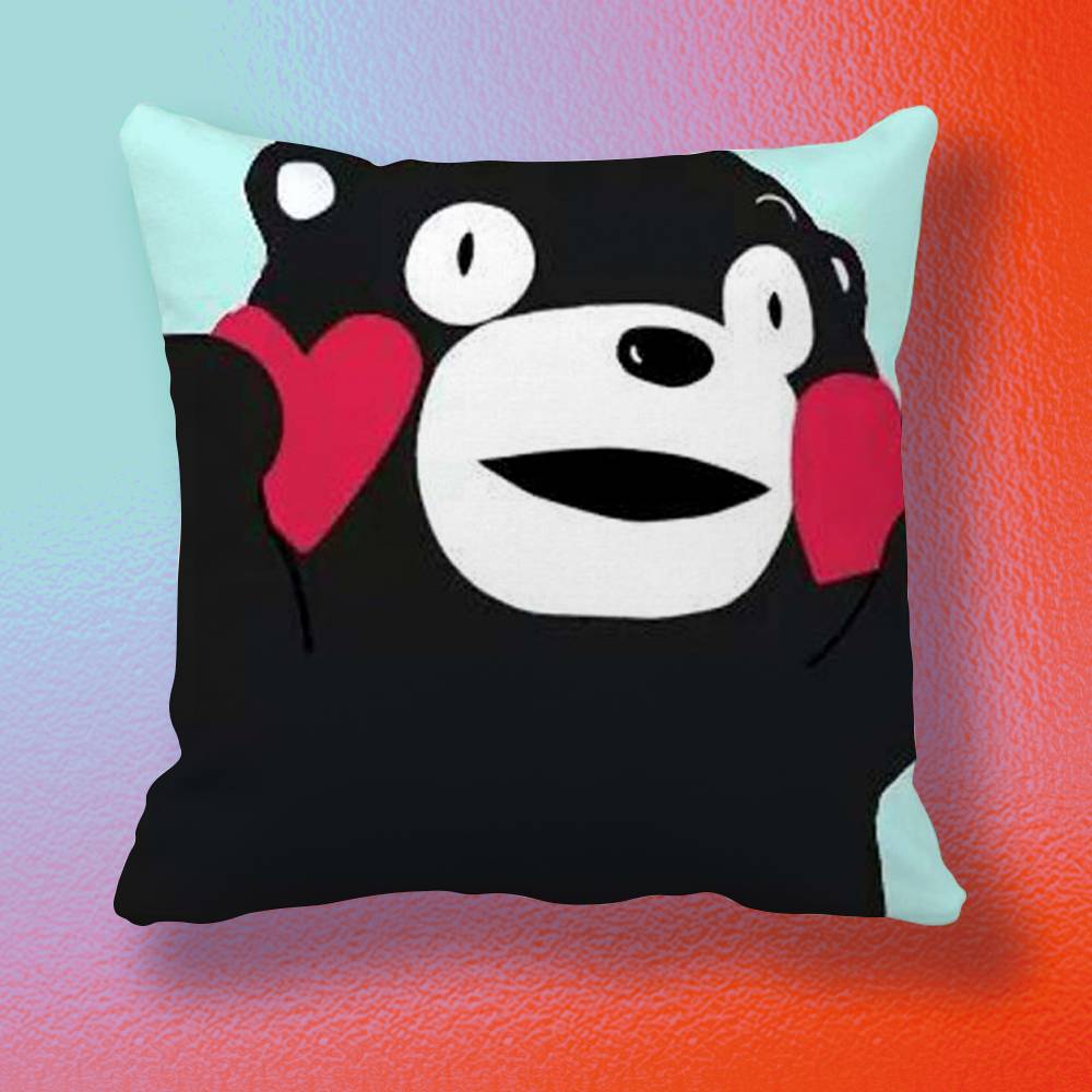 Cartoon KKumamon  Doublesided printed pillow cover Solid color minimalist pillowcase fits all bedroom styles