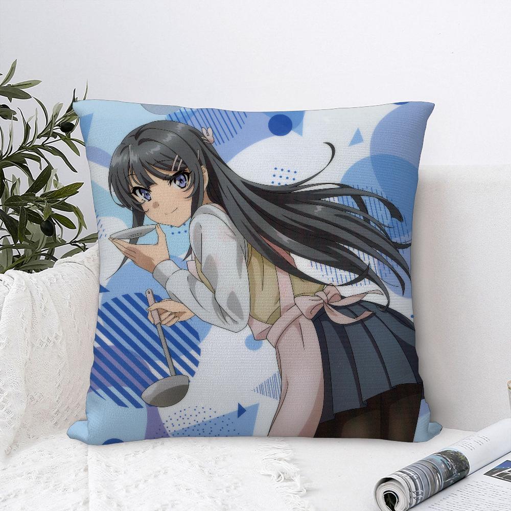 Mai S-Sakurajima Anime Pillow Case Sofa Decorative Home Double-sided Print Plush Square Throw Pillow Covers Cushion Decor Cover