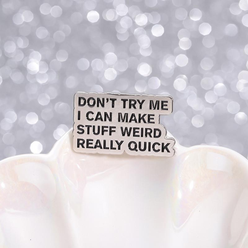 Creative Minimalist Black Letter Metal Brooch Vintage Inspirational Quote Pin For Stylish Individuals