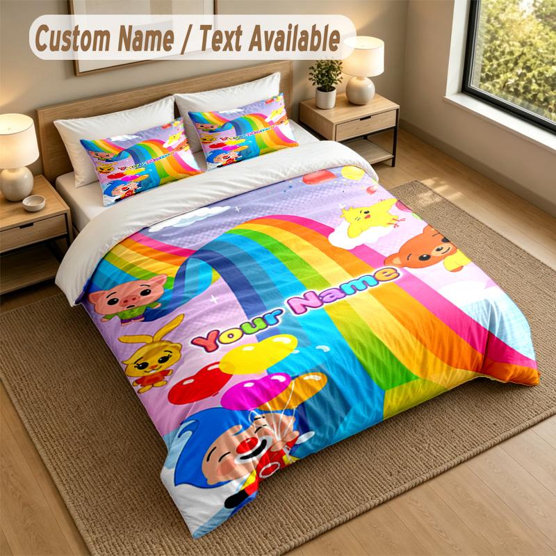 Custom Name Text Bedding 3Pcs Set,El Payaso Plim Plim 1 Duvet Cover 2 Pillowcases Soft Bed Linen For Gift