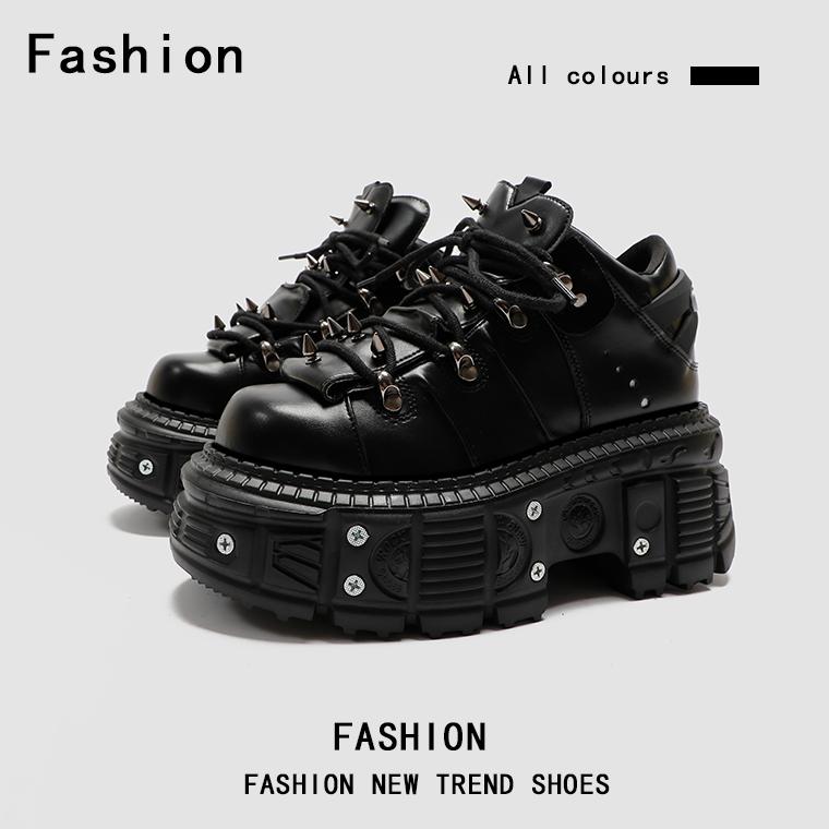 Punk Small Leather Women's Metal Gothic Dark Muffin Lolita Rivet Niche Y2g Hot Girl Platform Shoes