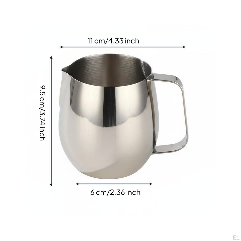Milk Foaming Pitcher Pouring Spout Coffee Polished Finish Stainless Steel Jug