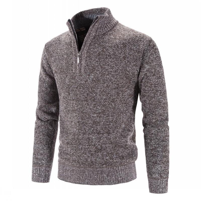 Men S Plus Size Fleece Half Zip High Neck Pullover Long Sleeve Knit Sweater