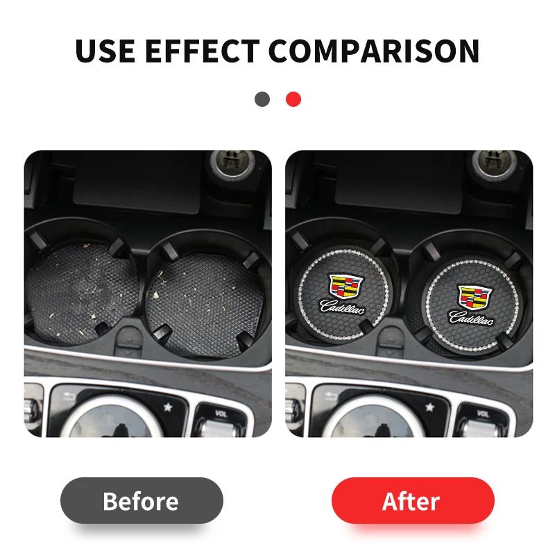 Car Non-slip Water Cup Pad Diamond Rhinestone Bling Decoration For Cadillac Escalade GT4 XT4 ATS XT5 CTS XTS RS Accessories