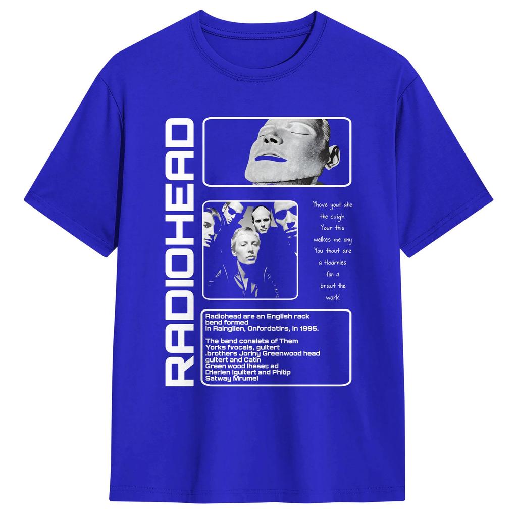 Mens TShirts Radiohead Band Vintage 100 Cotton Tees Short Sleeve T Shirt Round Collar Clothes Plus Size