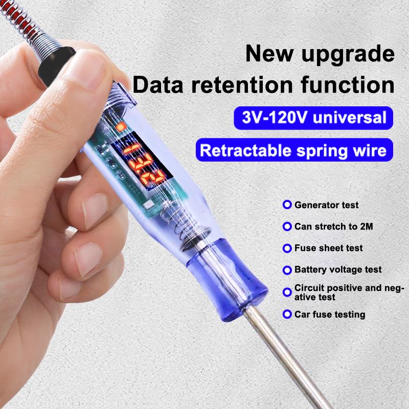 5V-120V Car Tester Pen Voltage Circuit Test Dc Digital Display Electric Pen Probe Pen Auto Diagnostic Tools 2V 12V 24V 48V