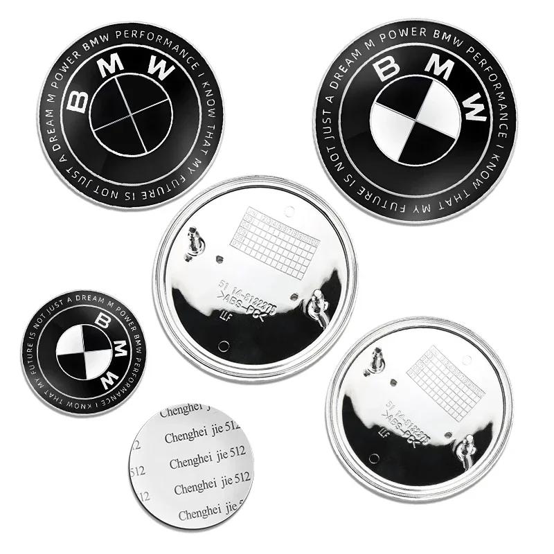 1ks Všechny černé 45mm 74mm 82mm zadní znaky kufru přední znak na kapotu a kufr znak na volant pro BMW M E46 E53 E90 E84 E93 F20 X3 X5 X6