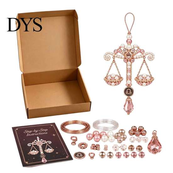 Creative Art Project for Students 12 Zodiac Beaded Ornament DIY Kit, Constellation Pendant Making Craft Set Unique Theme Keychain Bag Decor, Handmade