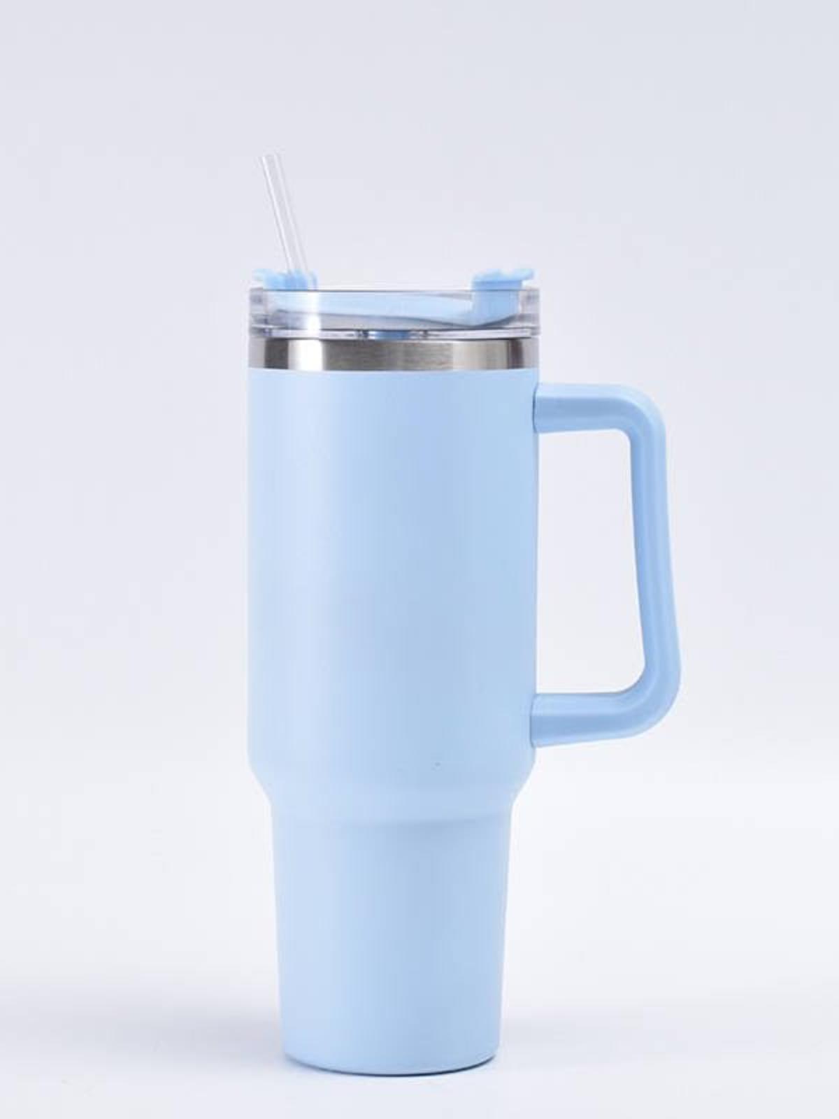 

40oz Insulated Stainless Steel Coffee Mug with Handle, Reusable Straw Lid, Ideal for Cold Drinks, Travel, Gym, Car (light Blue) 1-1.5L синий