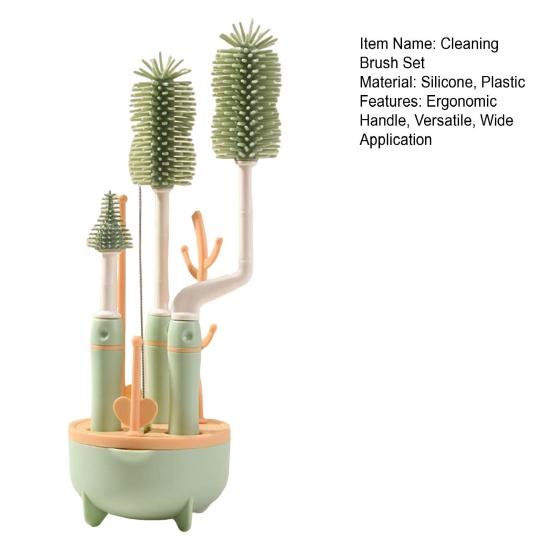 Cleaning Brush Set with Angle Neck Cleaner Flat Cap Scraper