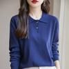 Women's Polo Collar Knit Sweater Long Sleeve Elegant Commute Top