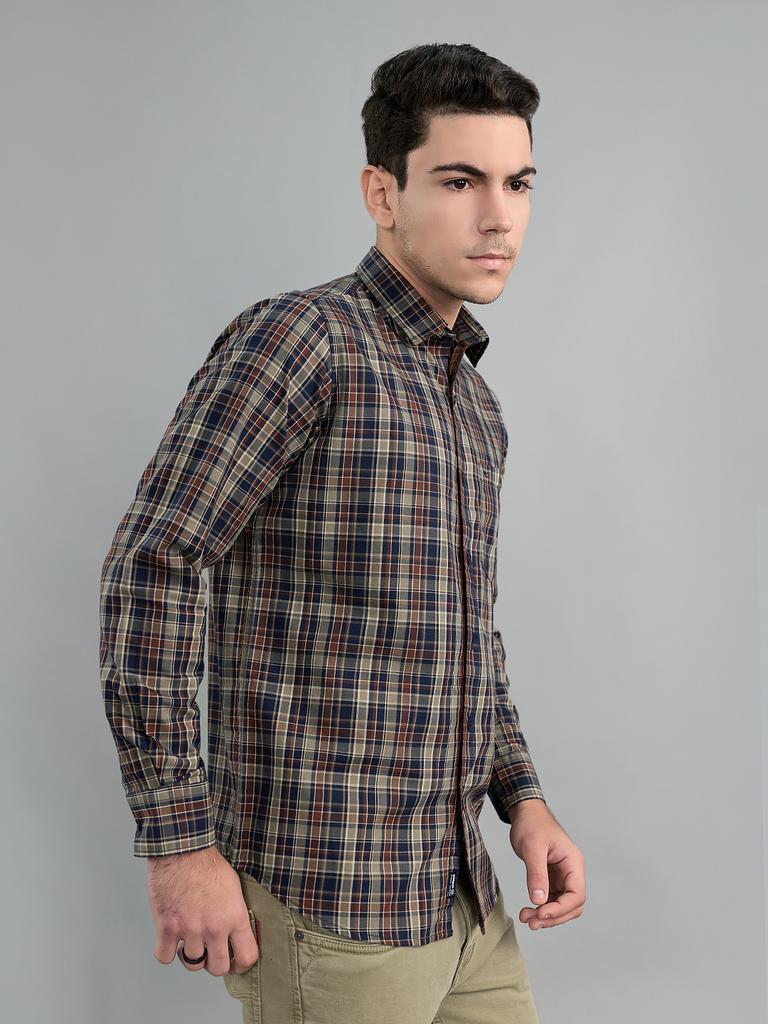 MONTE CARLO Men's Regular Fit Check Full Sleeve Shirt