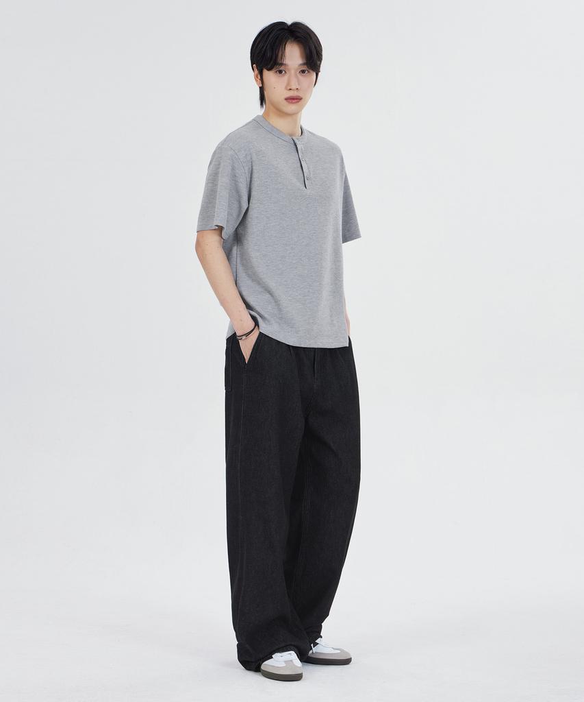Good Life Works [Unisex] Wide Denim String Pants Black Denim