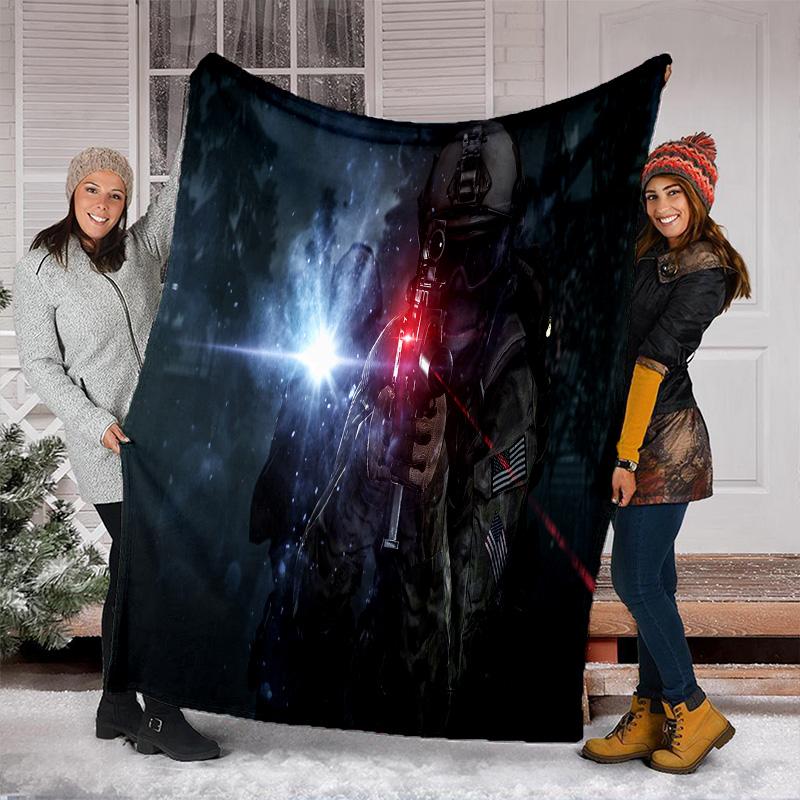 Cyberpunk Soldier Blanket Soft Comfortable All Seasons Perfect Sofa Office Naps Trips Birthday Christmas Gift
