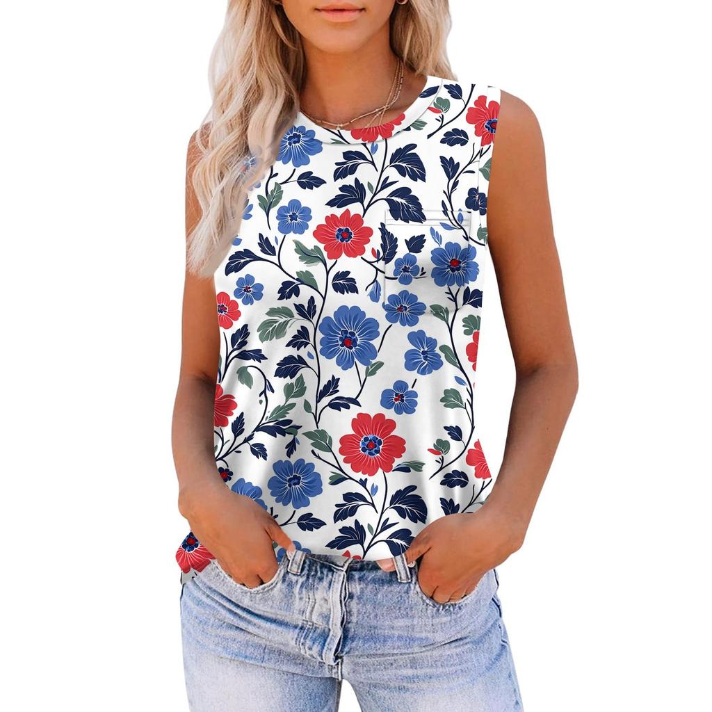 Women's Tank Tops 2025 Loose Fit High Neck Summer Top Dressy Casual Sleeveless Shirts With Pocket