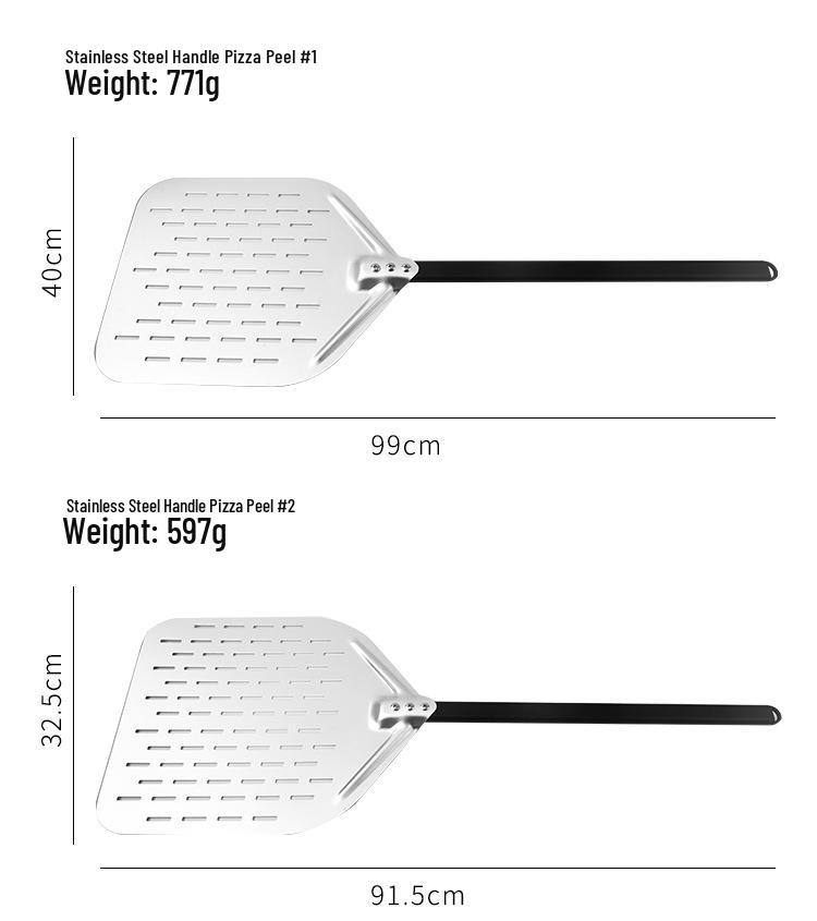 Perforated Long-Handle Pizza Peel and Cake Transfer Shovel