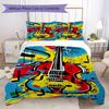 Conjunto de Roupa de Cama com Estampa de Guitarra Salpicada Preto e Branco, Conjunto de Capa de Edredom de Rock(1 capa de edredom + 2 fronhas, sem enchimento.)